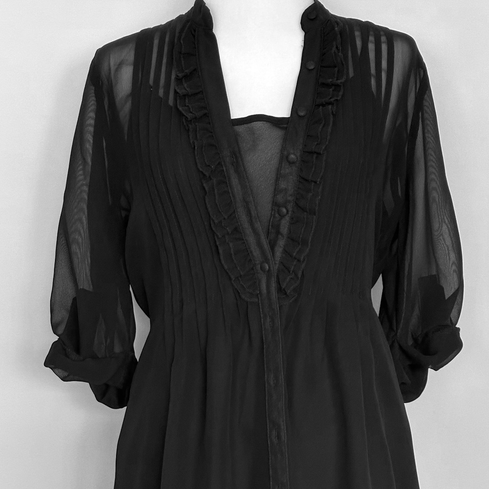 Apt.9, Black Sheer Blouse w/sheer Black Camisole